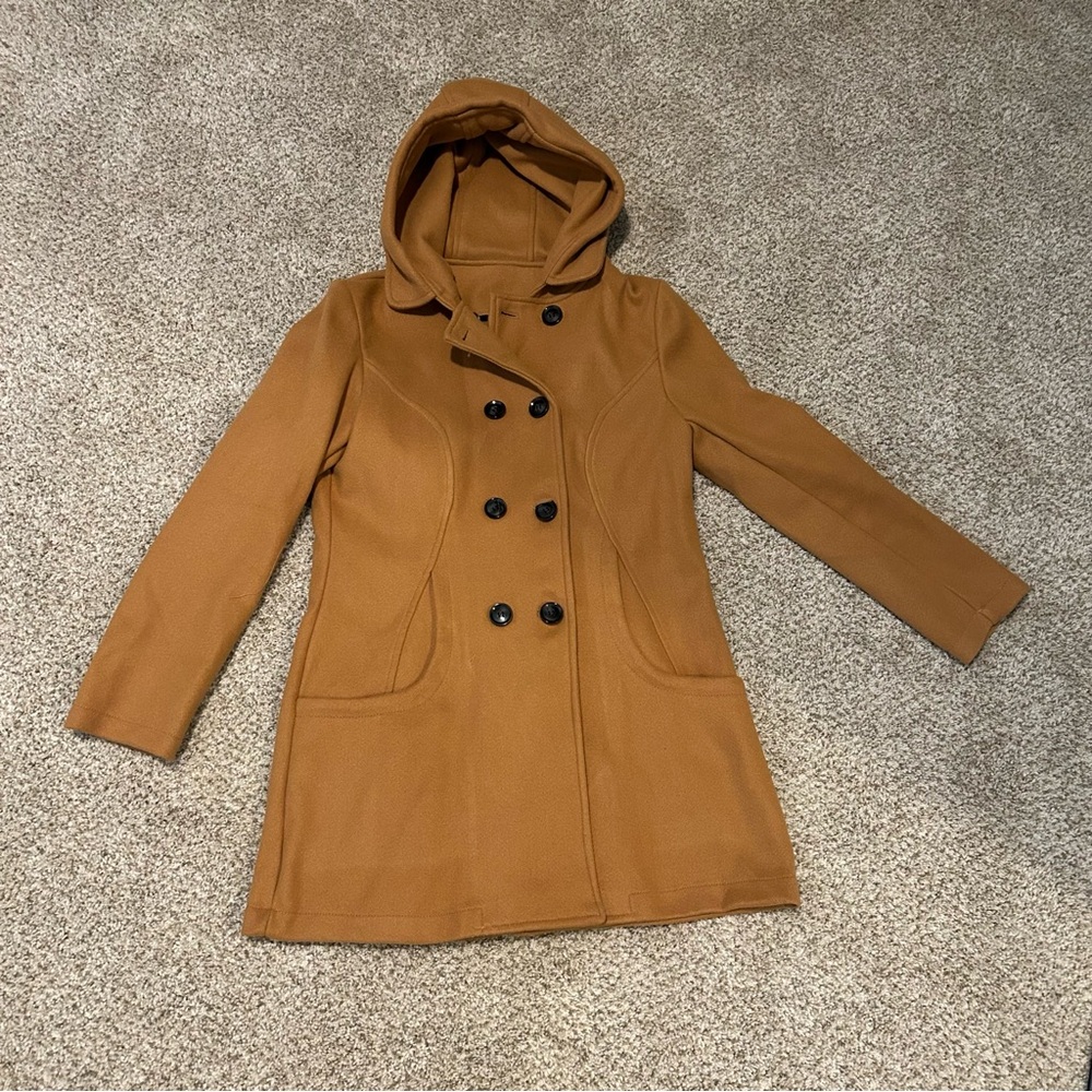 Shein Tan Double-Breasted Coat